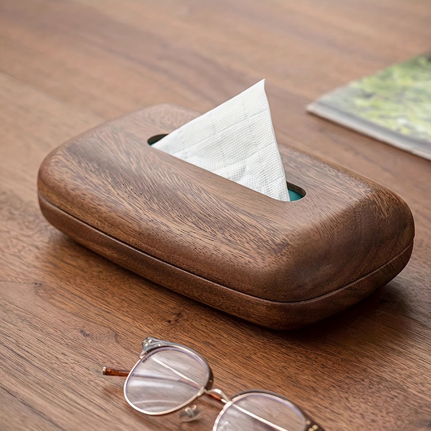 TimberTissue | Walnoothouten tissueboxhouder - Moderne minimalistische houten hoes voor op tafel,