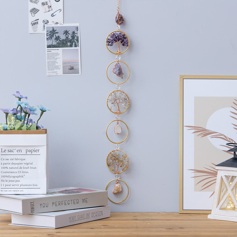 LifeGems | Kristallen Levensboom Wanddecoratie, 6 Ringen, Huisornament
