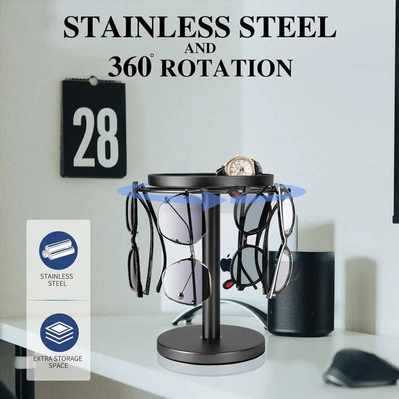 LensLoop | 360° draaibare brilstandaard - Multifunctionele brilhouder voor bureau, zonnebrilhouder