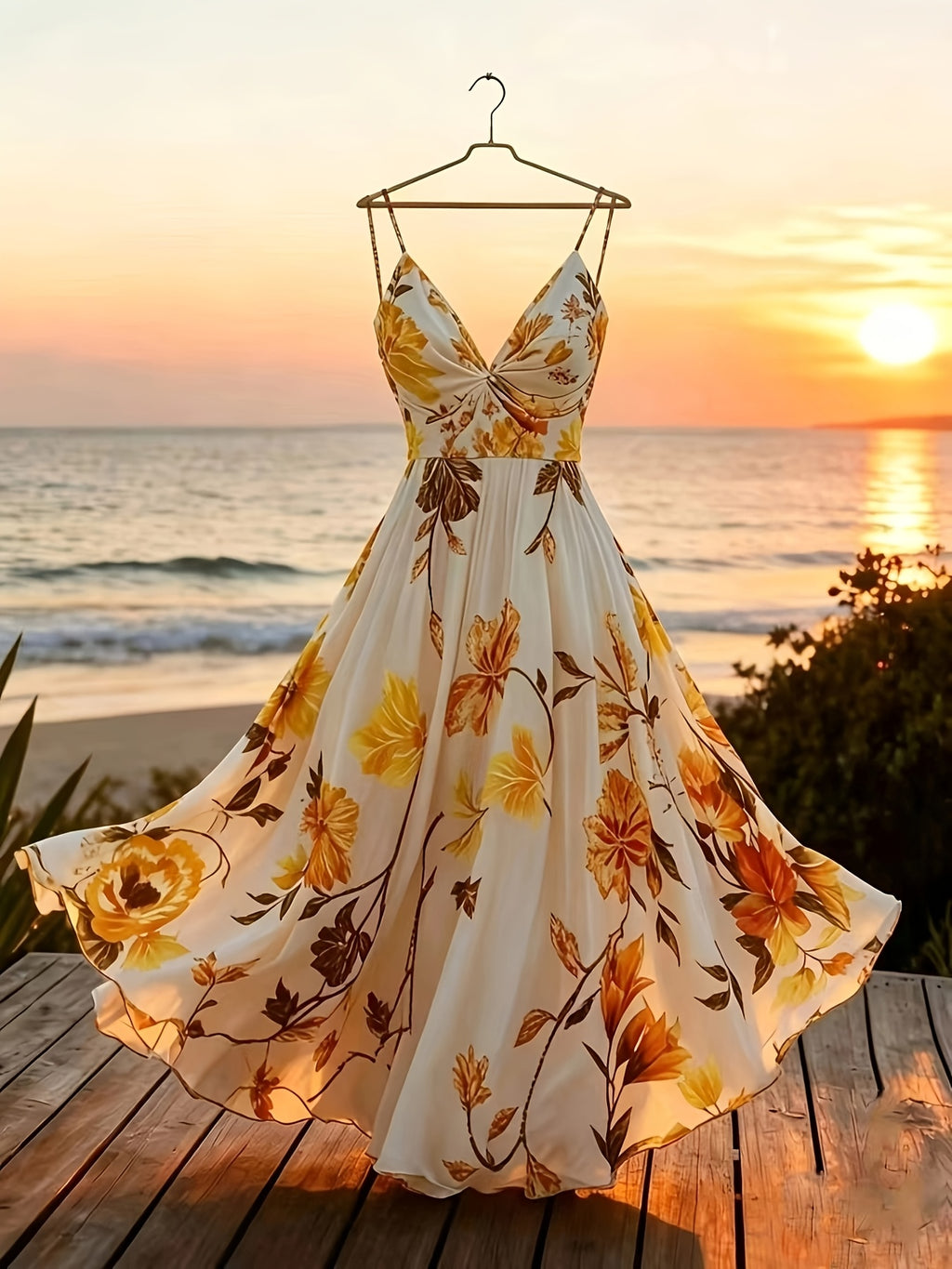 Greya | Zomerjurk voor dames – Midi-jurk met bloemenprint, mouwloos, voor op het strand