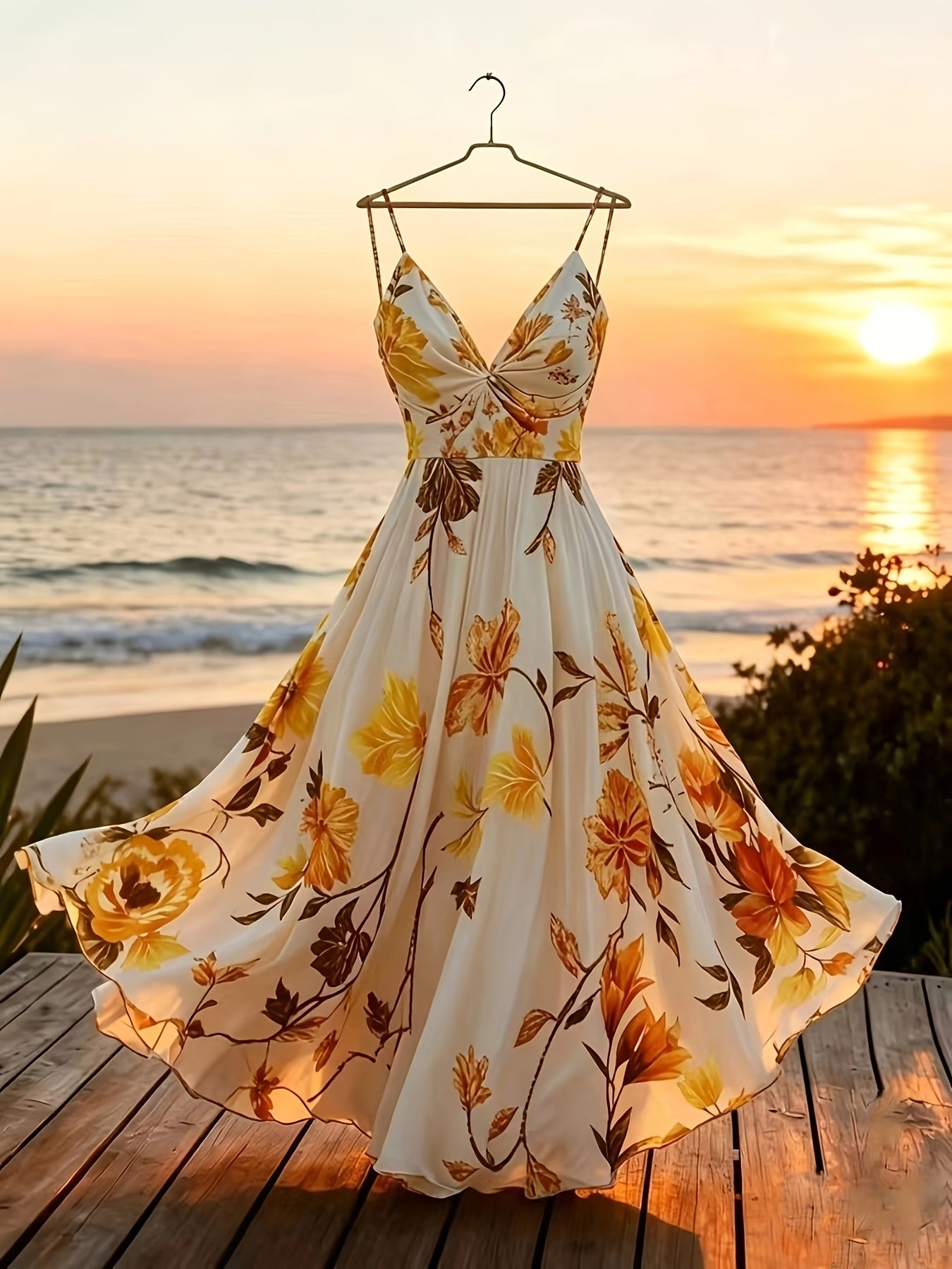 Greya | Zomerjurk voor dames – Midi-jurk met bloemenprint, mouwloos, voor op het strand
