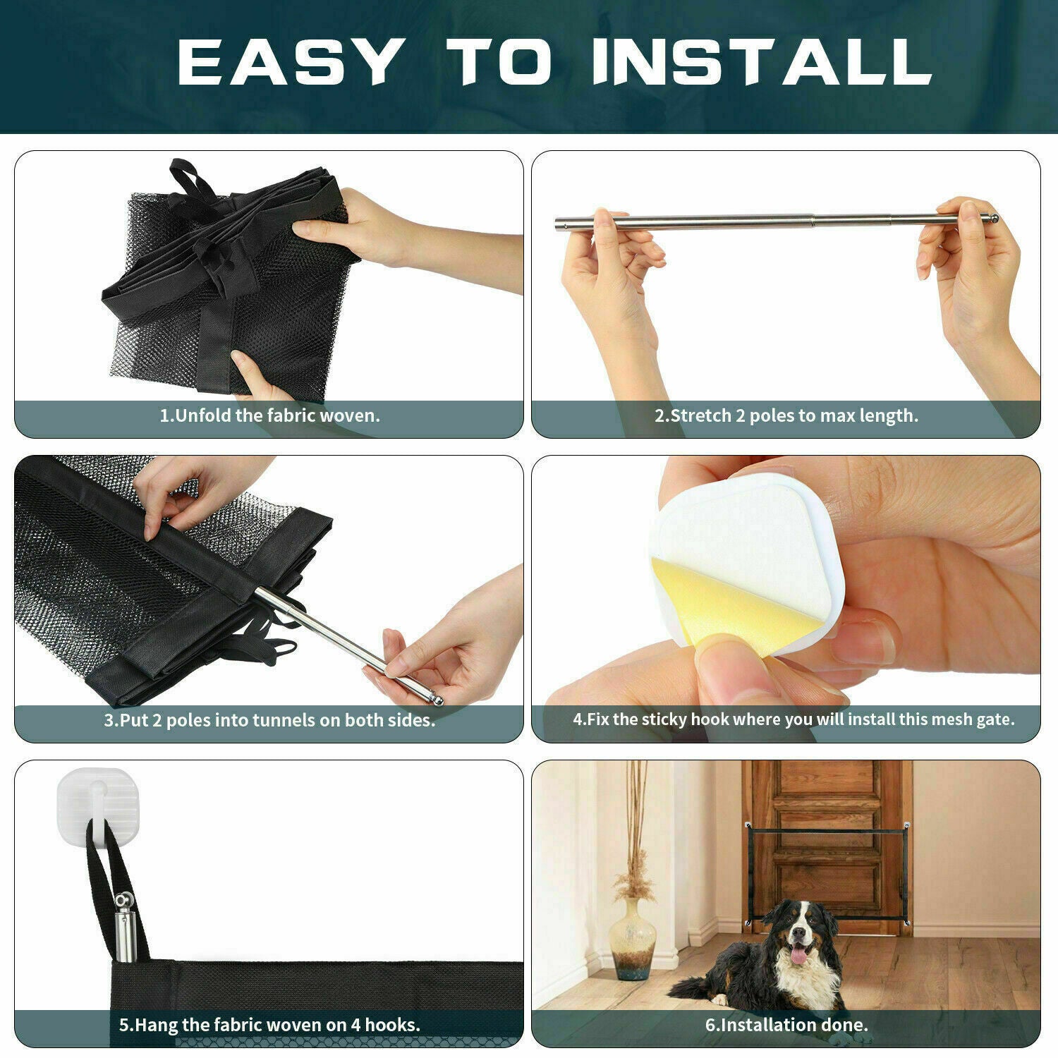 PetGuard | Draagbaar veiligheidshek voor honden, katten en baby's – Gaashek voor trappen en deuren