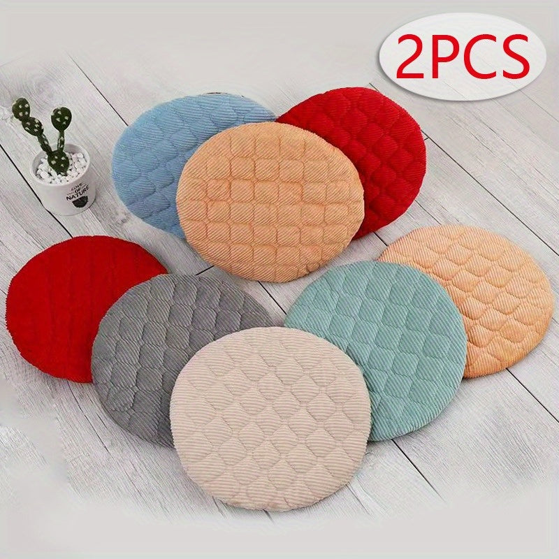 PlushFit | 2-delige Ronde Stoelzittingen Hoes – Dikke Gewatteerde Elastische Stoelhoezen, Beschermende Slipcovers