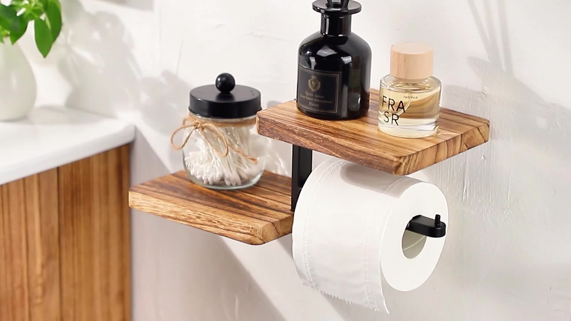 TissueLedge | Houten verticale servettenhouder - Compacte organisator voor keuken en badkamer