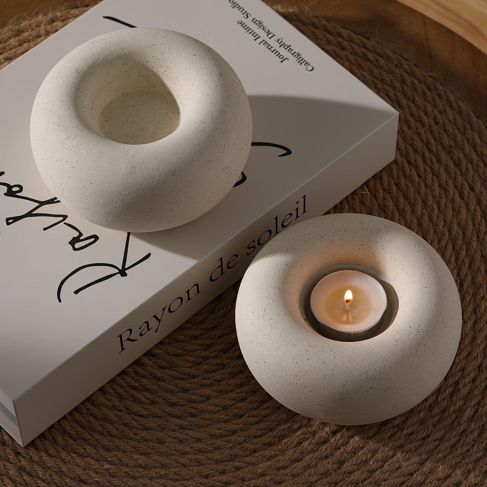 CandleNest | Keramische Donut Kaarsenhouder – Modern Vintage Tafelstuk, Decoratieve Centerpiece