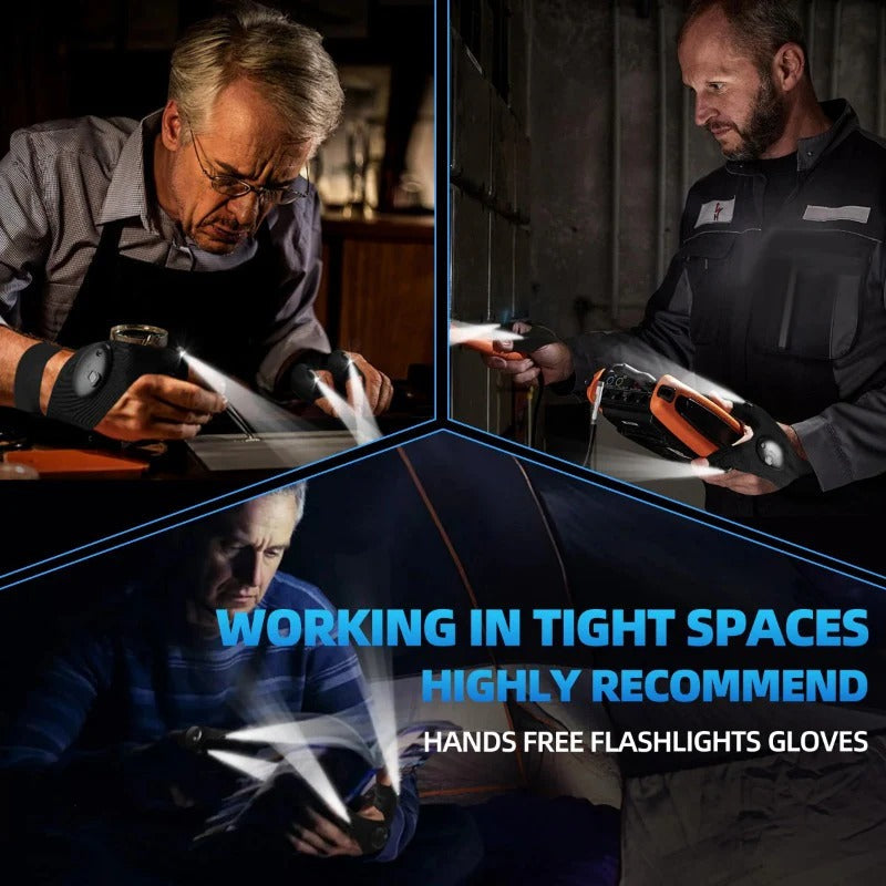 LightGlove | LED-zaklamp handschoenen – handsfree werklamp, waterdichte vingerlampen