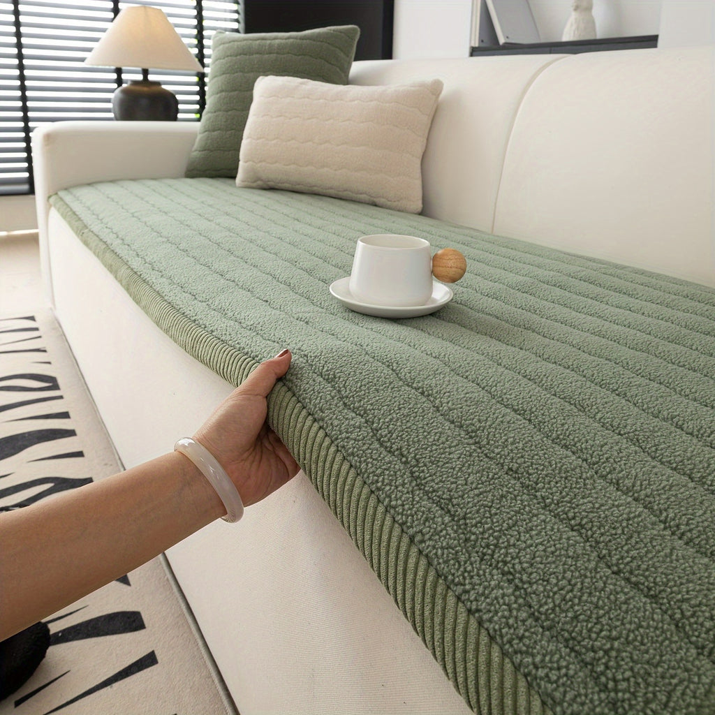 SnugWrap | Slipvaste Sofa Overtrek van Dik Pluche - Machinewasbaar, Huisdiervriendelijke Bankbeschermer voor de Woonkamer