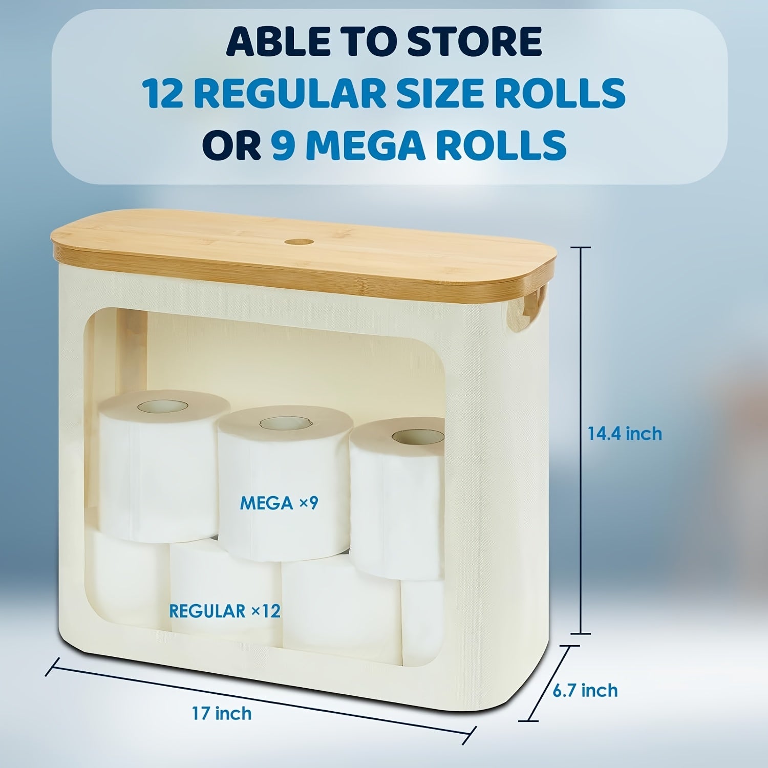 RollStash | Toiletpapiermand met deksel – houder voor maximaal 12 rollen, organizer voor badkamer en slaapkamer