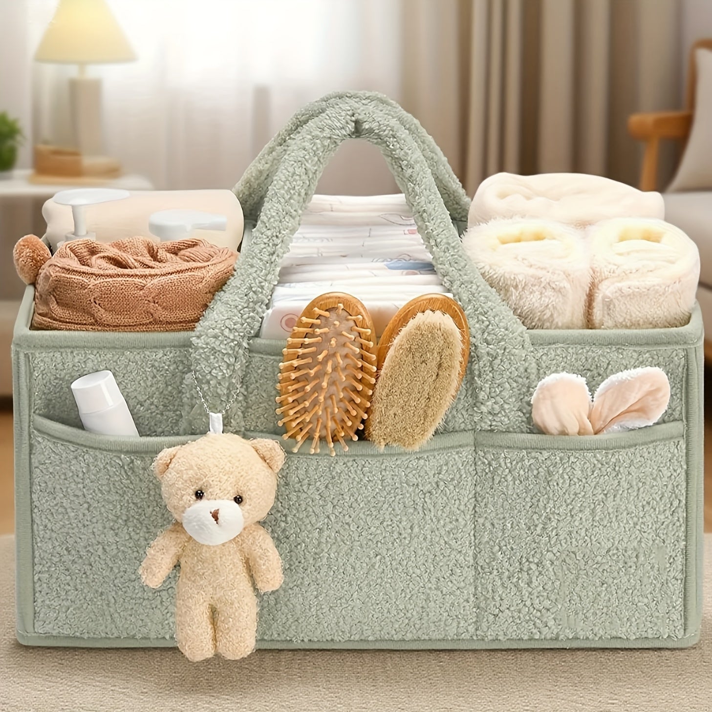 NappyNest | Luier Caddy Organizer - Draagbaar opbergmandje voor luiers, doekjes & babyspullen, luiertafel organizer