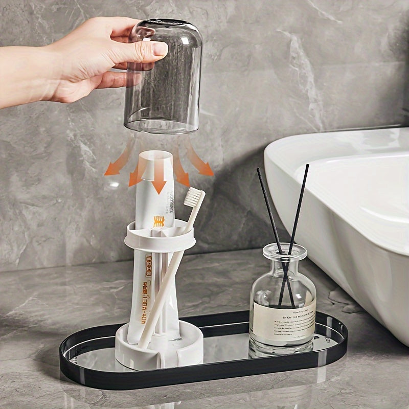 DentalDock | Tandenborstelhouder met beker en deksel – Badkamer organizer