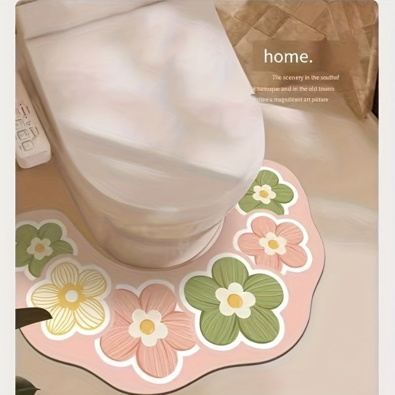 PetalStep | U-Vormige Bloemen Badmat – Antislip, Sneldrogend, Waterabsorberend
