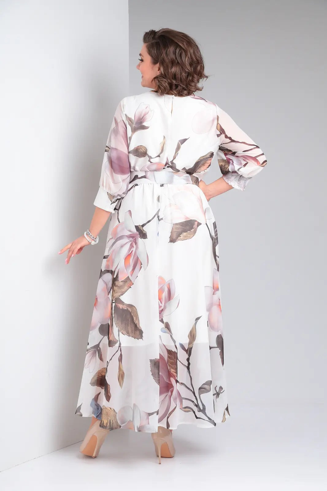 Zelyn | Bloemen maxi-jurk voor dames – elegante A-lijn lange jurk met ceintuur
