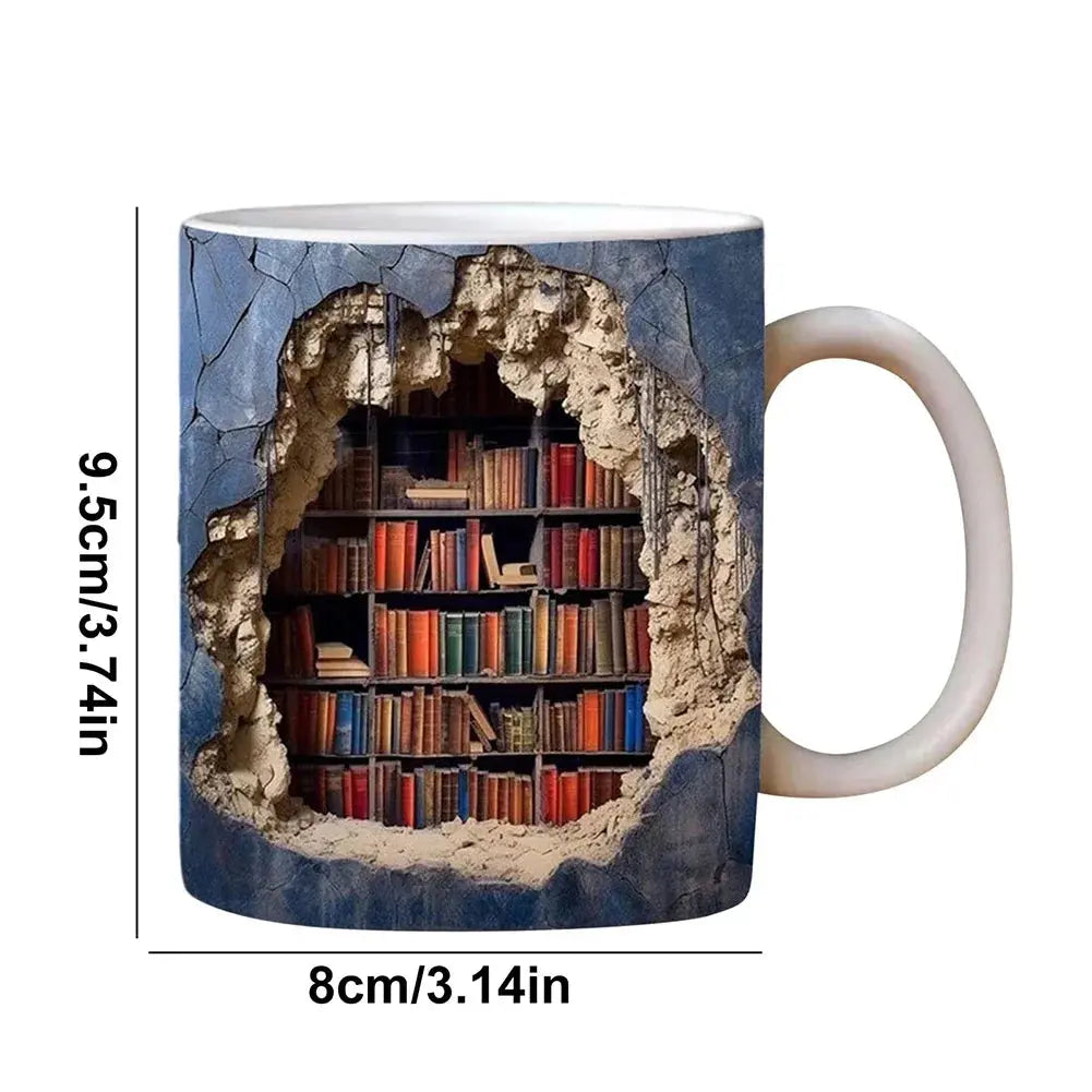 CozyReads | 3D-boekenplank keramische mok – unieke koffiemok voor boekenliefhebbers en romanfanaten