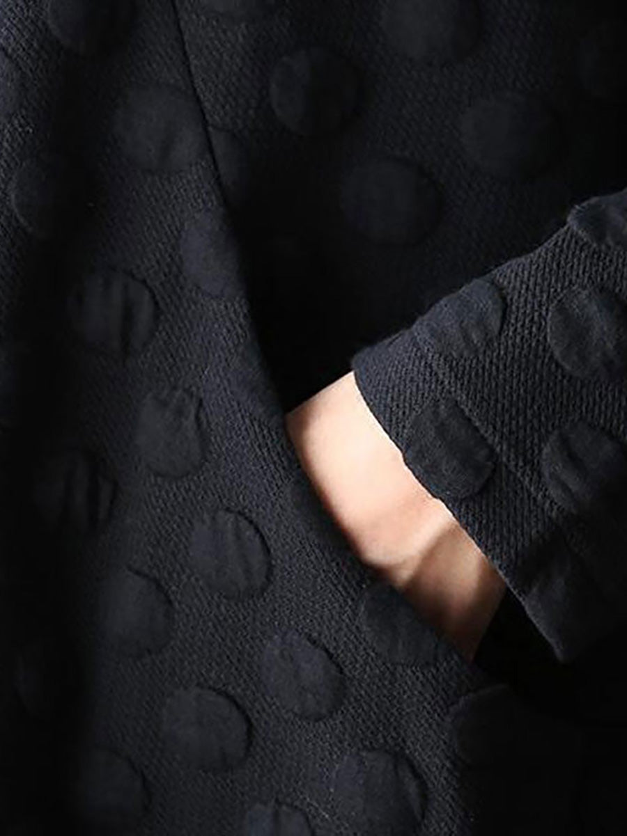 Aylin | Plus size polkadot midi-jurk voor dames – katoenen casual A-lijn jurk met lange mouwen