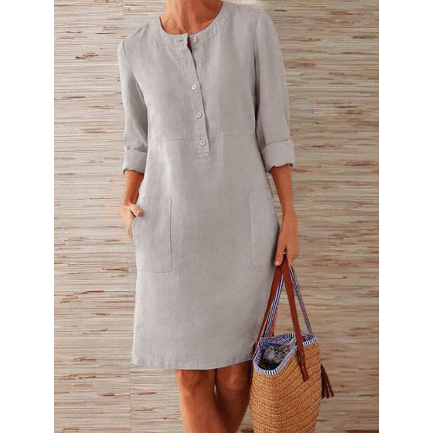 Camila | Midi-jurk voor dames – Losse pasvorm, 3/4-mouwen, ademend