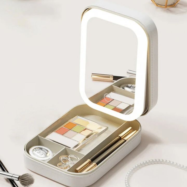 GlowVault | Draagbare cosmeticatas met LED spiegel voor make-up organisatie & reizen