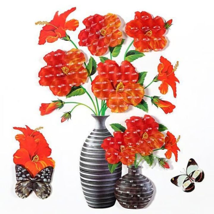 DecoVase | 3D Verwijderbare Vaas Muursticker - Bloemen Woondecoratie Muurschildering, Waterdicht