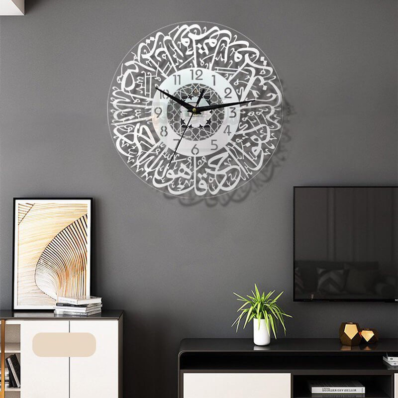GleamTime | Wandklok met acrylspiegel – Stille, stijlvolle, moderne decoratieve klok voor thuis en op kantoor
