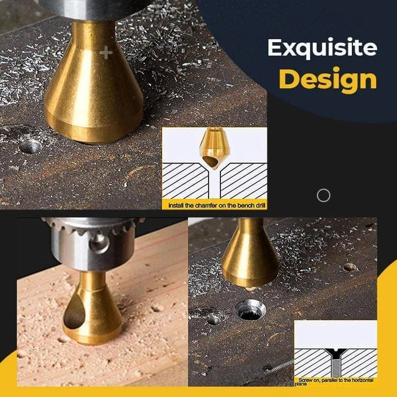 VortexCut | Titanium gecoate verzinkboorset – Duurzaam en nauwkeurig snijden voor metaal, hout en kunststof