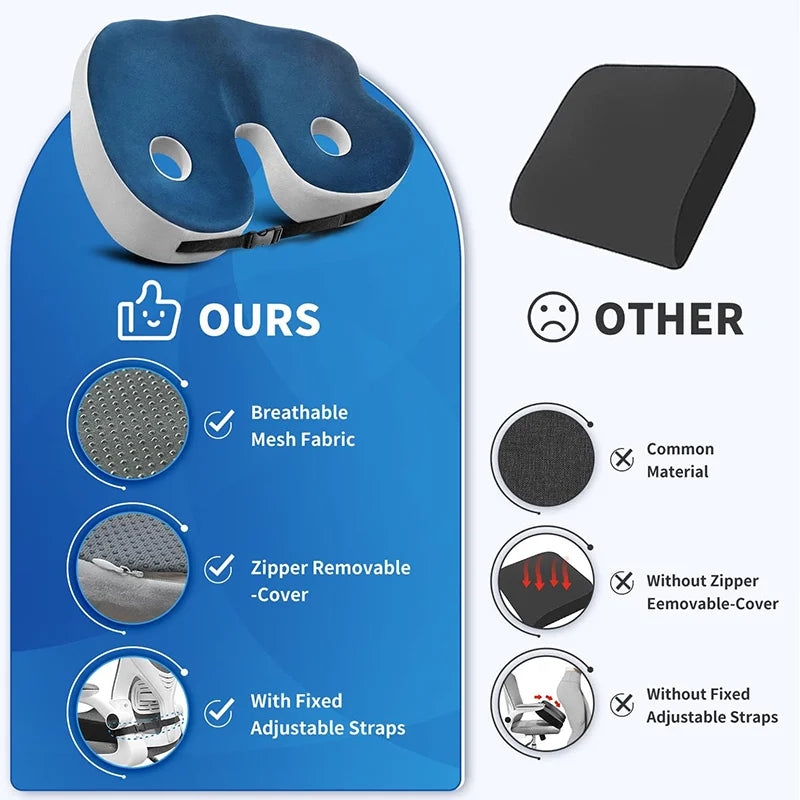 AlignSeat | Verstelbaar Memory Foam Kussen voor Zitbeenverlichting - Ergonomisch Comfort