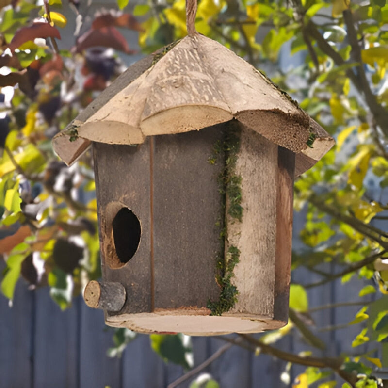 NestLodge | Houten Vogelhuisje voor Buiten – Hangend Tuin Vogelhuis, Natuurlijke Houten Nestkast