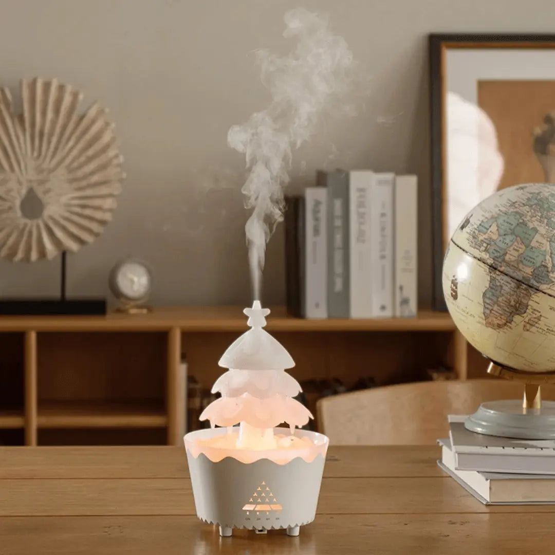 TreeZen | Kerstboom-aromaverstuiver – USB-aromatherapie-luchtbevochtiger met feestelijk ontwerp