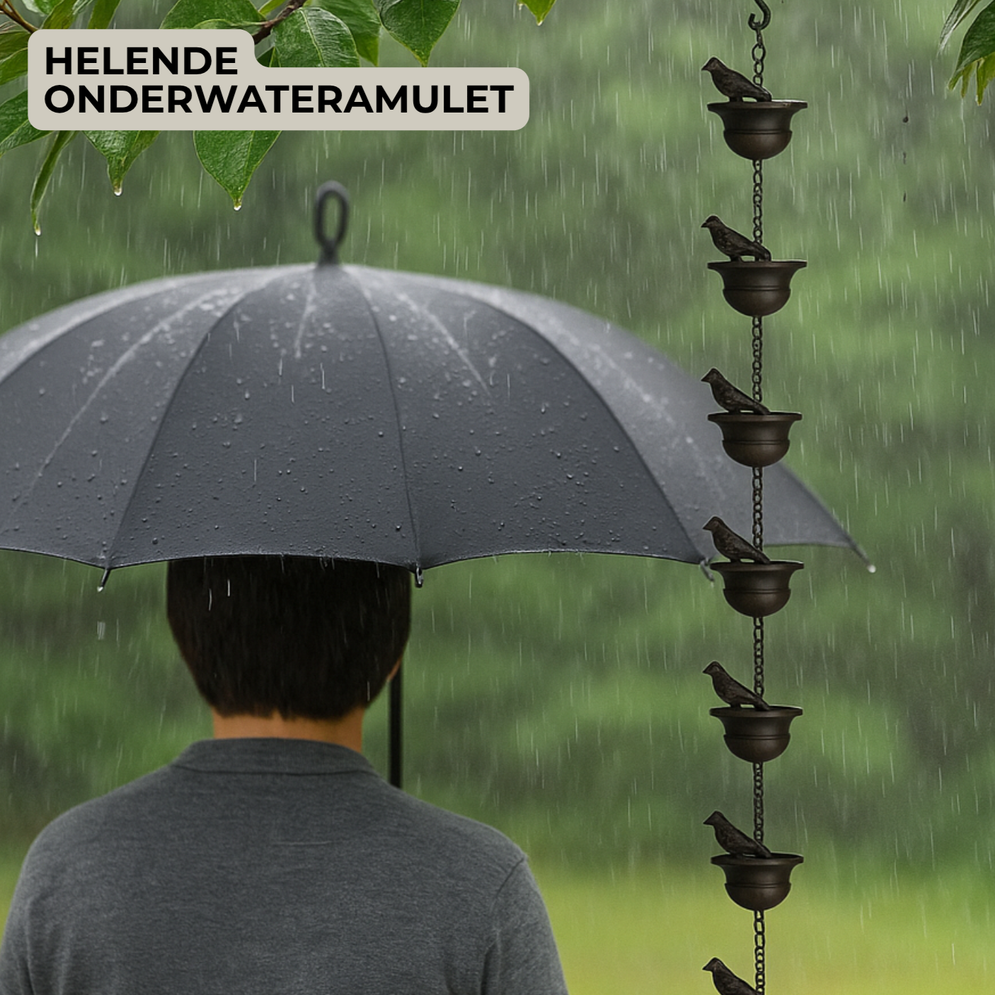RainPerch | Metalen Vogelregenketting - Hangend Regenornament voor Buiten met Koppen & Vogels