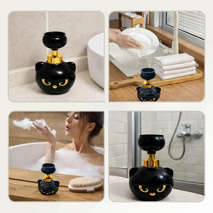 PawSuds | Kattenpoot Zeepdispenser – Navulbare Schuimende Handzeep, Schattig Kattenontwerp