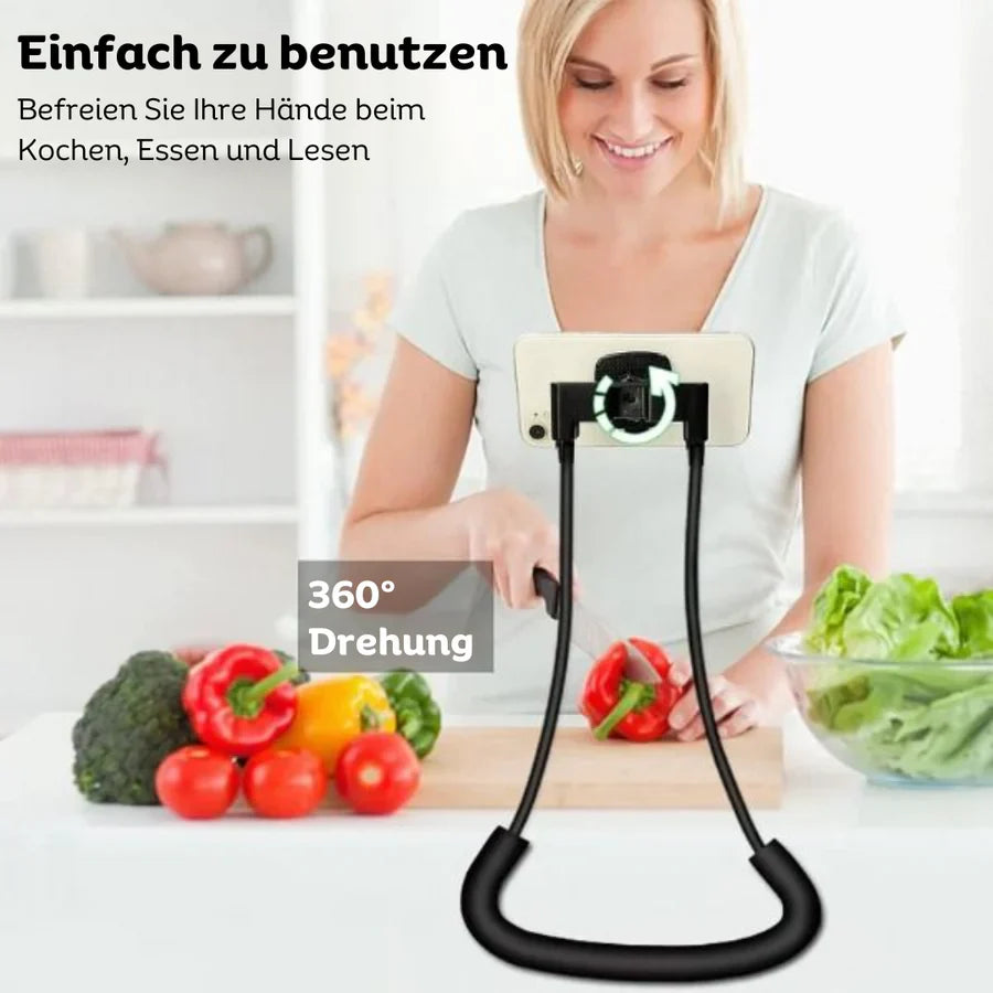 NeckDock | Handsfree nek-telefoonhouder met verstelbare kijkhoek, comfortabel en ergonomisch