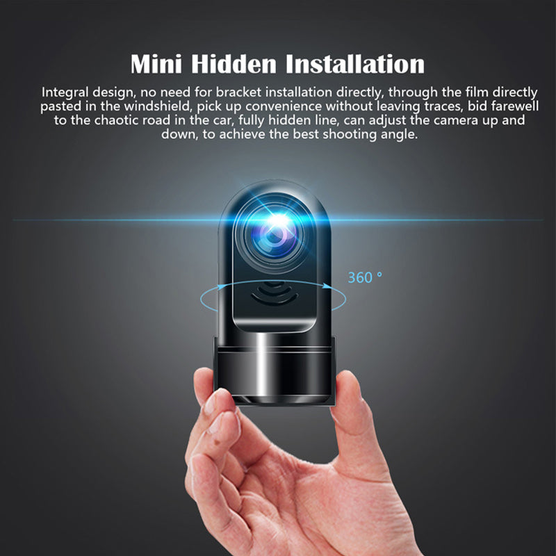 RoadEye | 1080P HD Mini Dashcam - ADAS Veiligheidssysteem, 360° draaiende autocamera, nachtzicht, lusopname