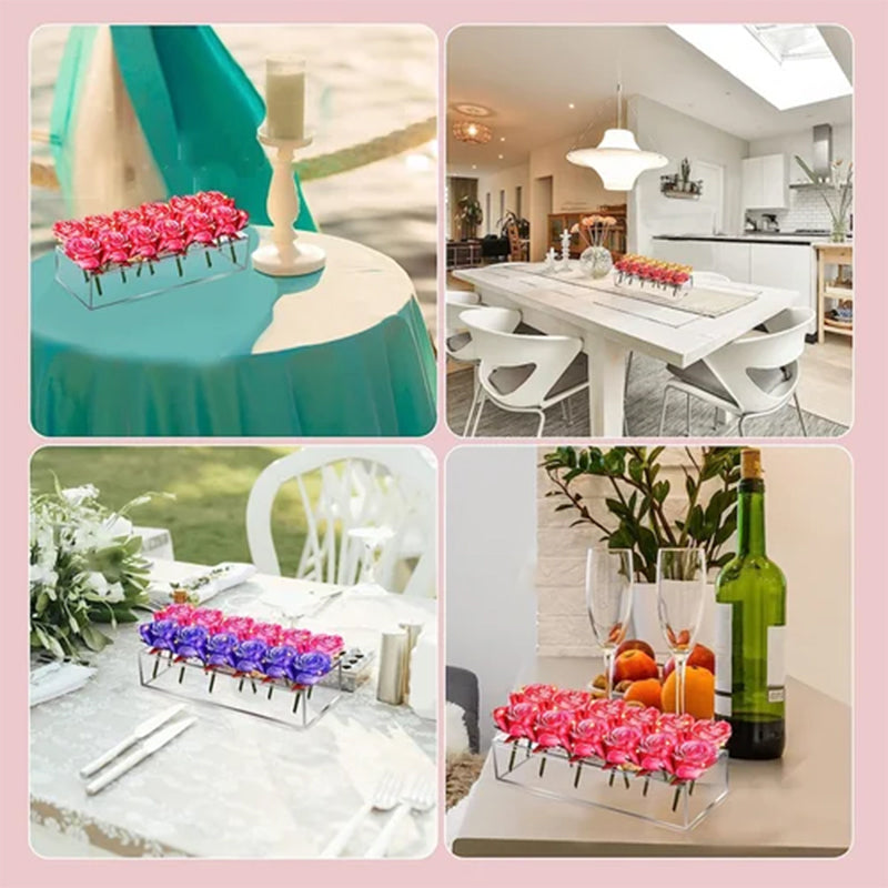 Florix | Acryl bloemenvaas – helder modern ontwerp, duurzaam, 12–18 gaten, elegante woondecoratie