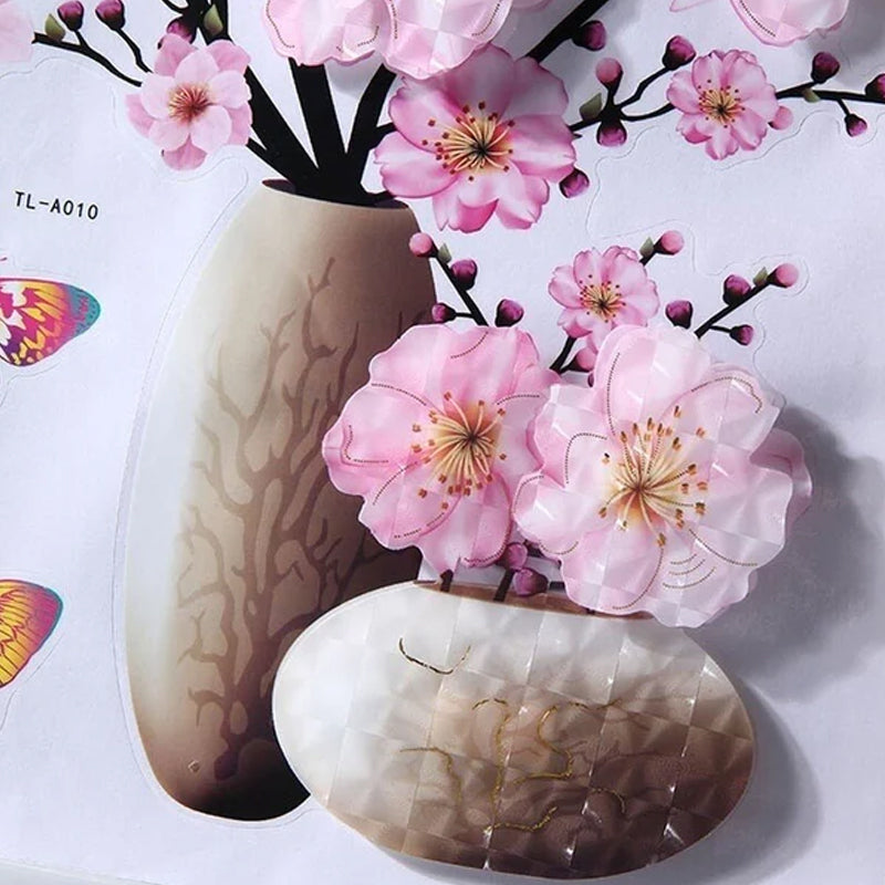 PetalNest | 3D-muurstickers met bloemenvaas en vlinders