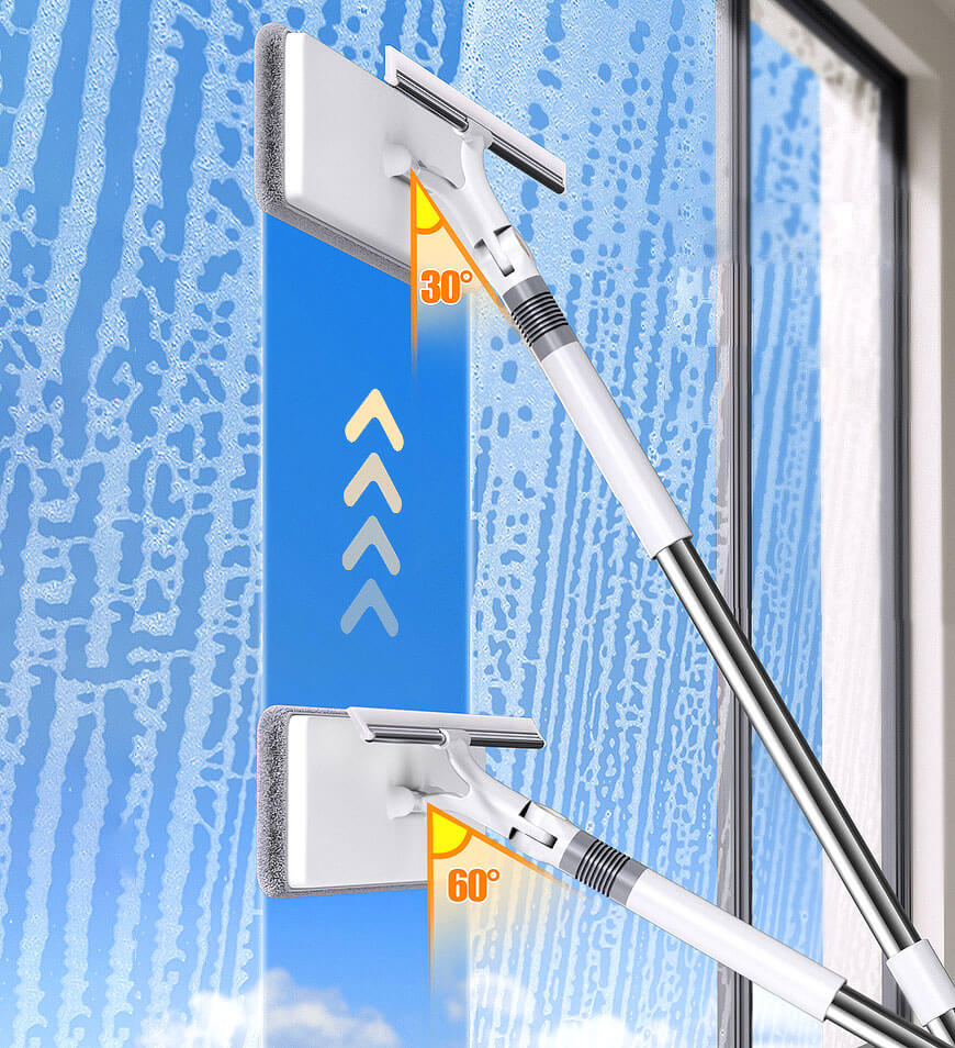 WindoWiz | Dubbelzijdige ruitenwisser – 2-in-1 glasreiniger, streeploze raamwisser met microvezelpads