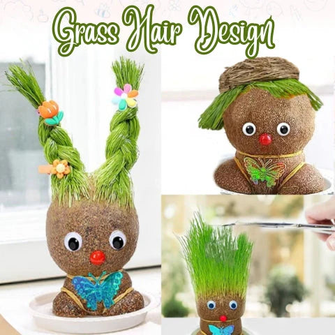 Sprouty | Grashoofd pop - kweekset voor haarplanten, leuk tuiniersspeelgoed
