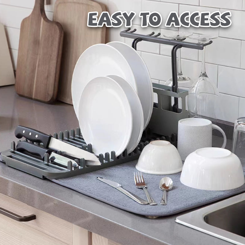 DishNest | Multifunctionele afdruipmat – Absorberende, sneldrogende, antislip keukenmat