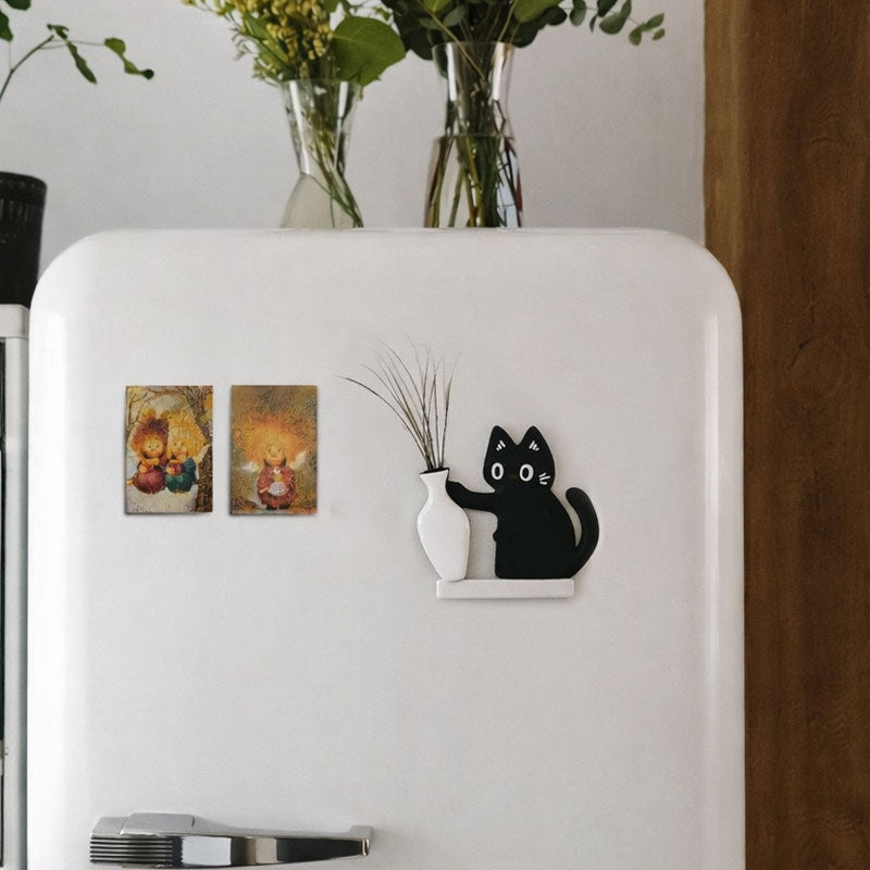 ShadowCat | Zwarte kat koelkastmagneet – Leuke keukendecoratie, koelkastaccessoire