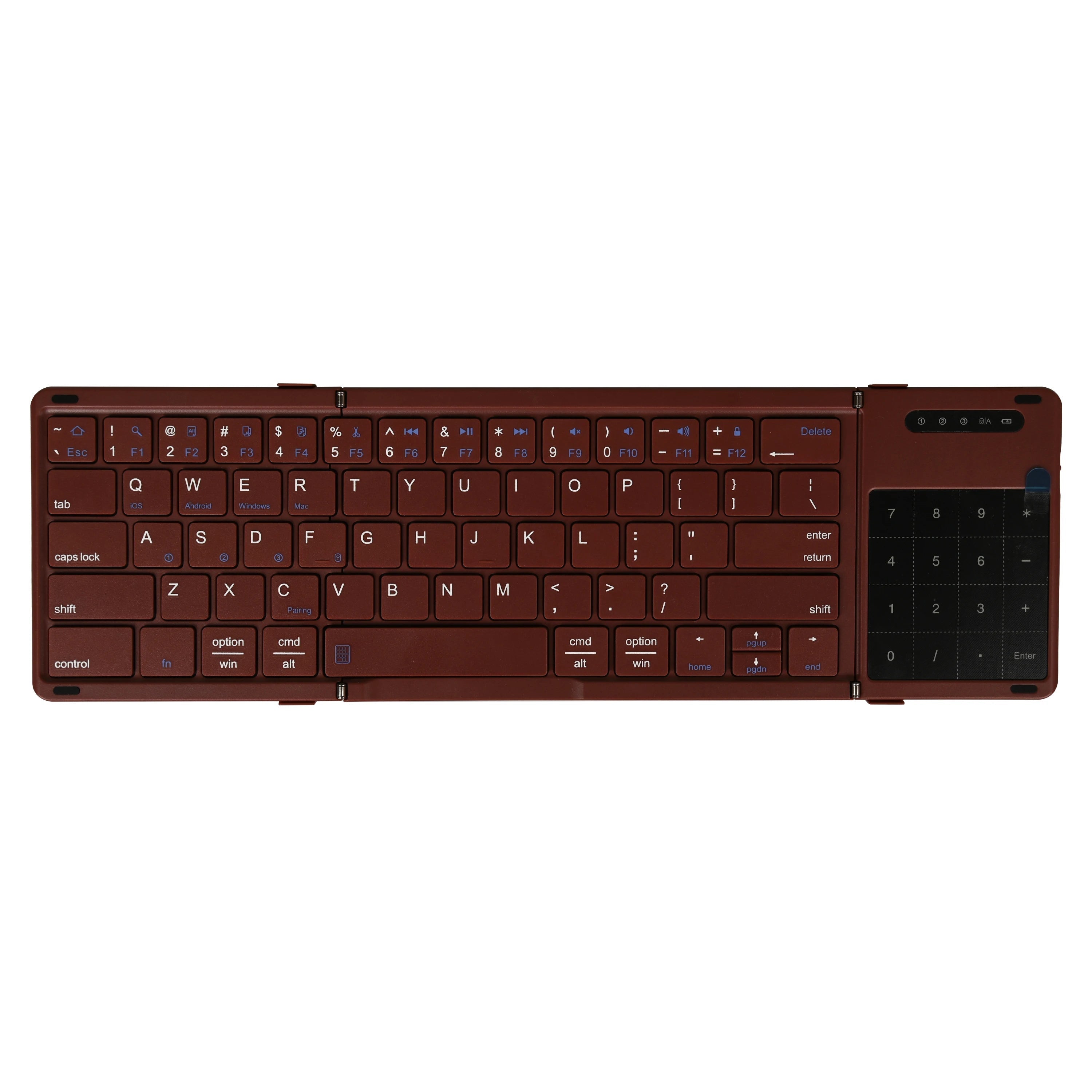 MiniKeys | Drievoudig opvouwbare Bluetooth-toetsenbord – Draadloos, dun, draagbaar, oplaadbaar, compact voor gebruik met mobiele telefoons, tablets en laptops