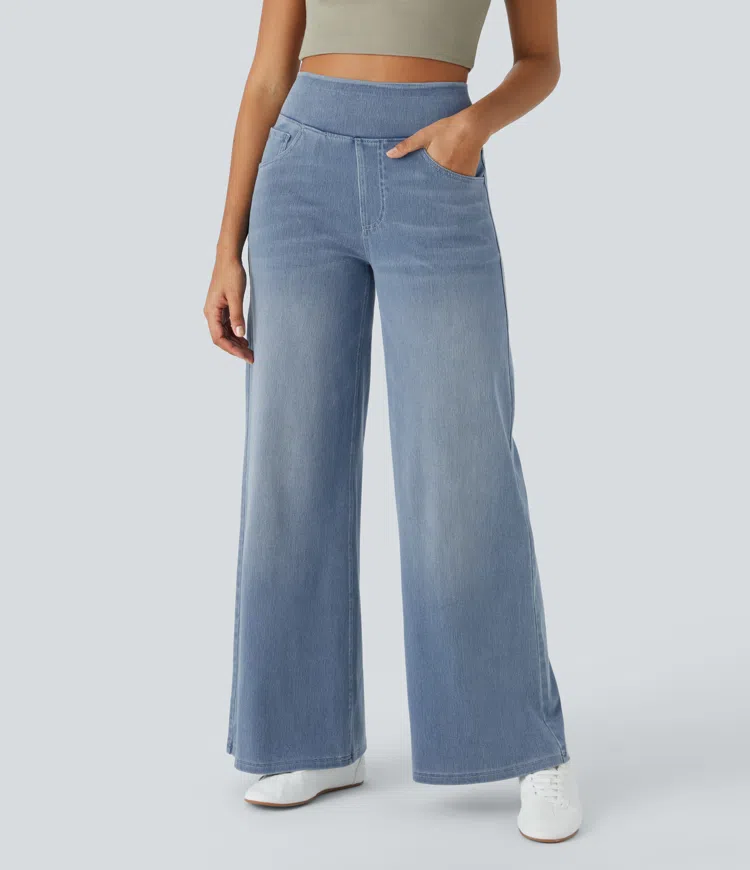 Rexina | Dames high-waisted wijde jeans – Comfortabele stretchdenim, trendy losvallende casual broek