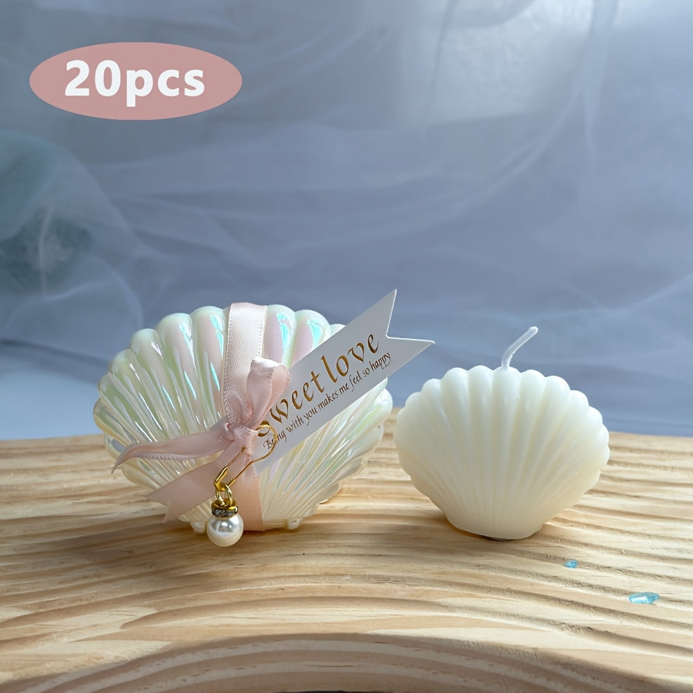 Pearlaura | 10-delige Schelp Sojawas Kaarsenset - Freesia Geurend, Parel & Roze Lint Favors