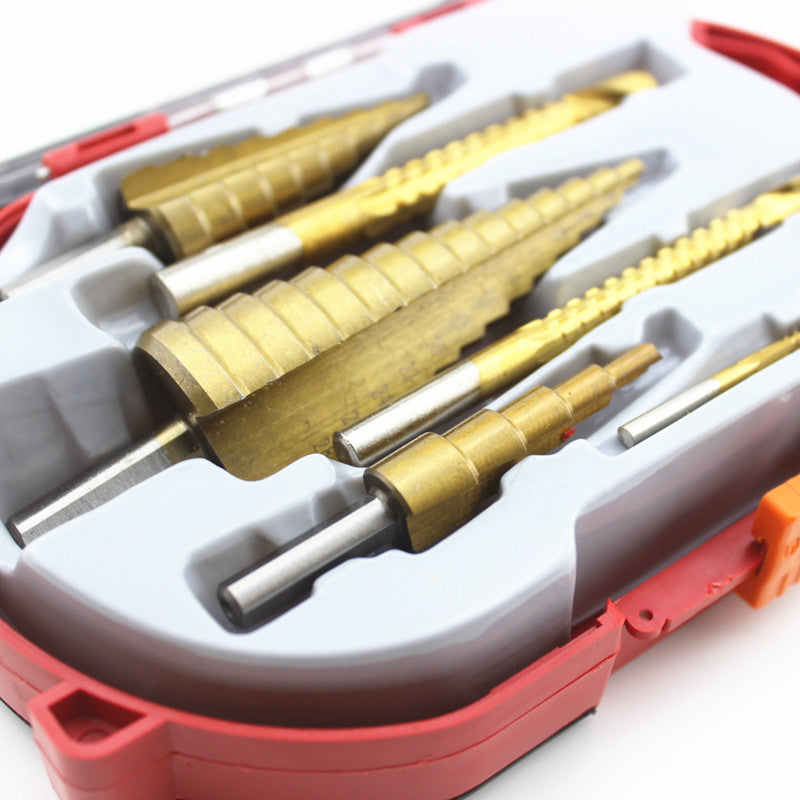 CoreSnip | 6-delige hoge-snelheid titanium-gelamineerde Pagoda step boren set - ruimen zaagtand