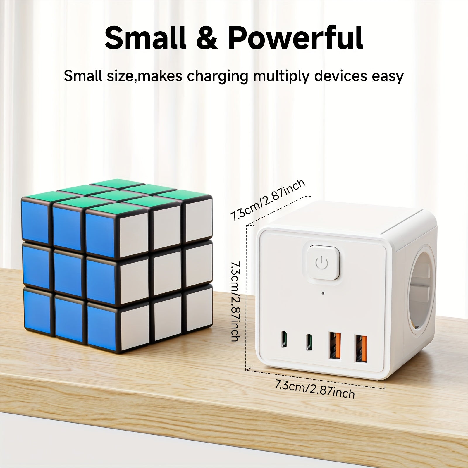 PowerPort | 7-in-1 EU Stopcontact Strip – 3 AC, 2 USB, 2 Type-C Poorten met Schakelaar, Thuis & Kantoor