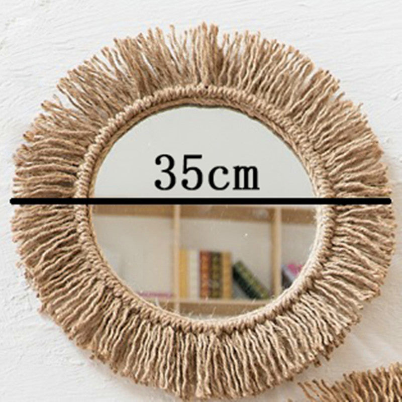 RusticGaze | Boho henneptouw decoratieve wandspiegel