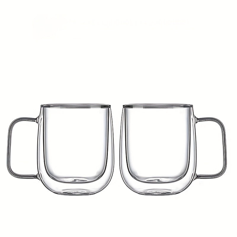 Glassio | Borosilicaat dubbellaagse glazen mokken – hittebestendige bekers met grote inhoud en handvatten