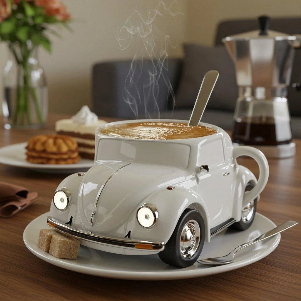 BeetleCup | Beetle Car keramische koffiemok – Unieke 3D-thee- en koffiemok in de vorm van een auto