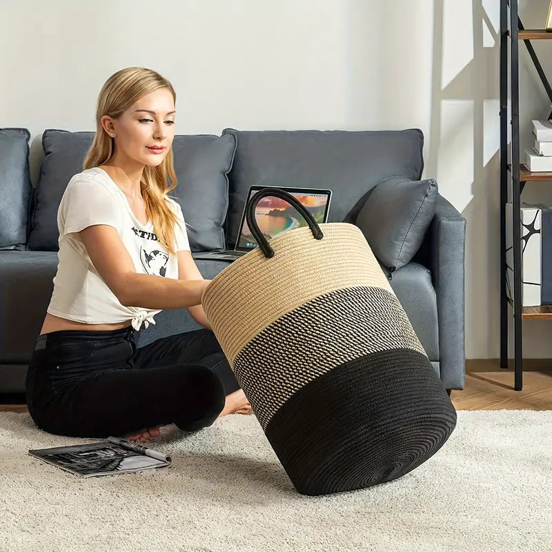 KnotBasket | Robuuste wasmand van gevlochten touw – 50 liter duurzame opbergruimte