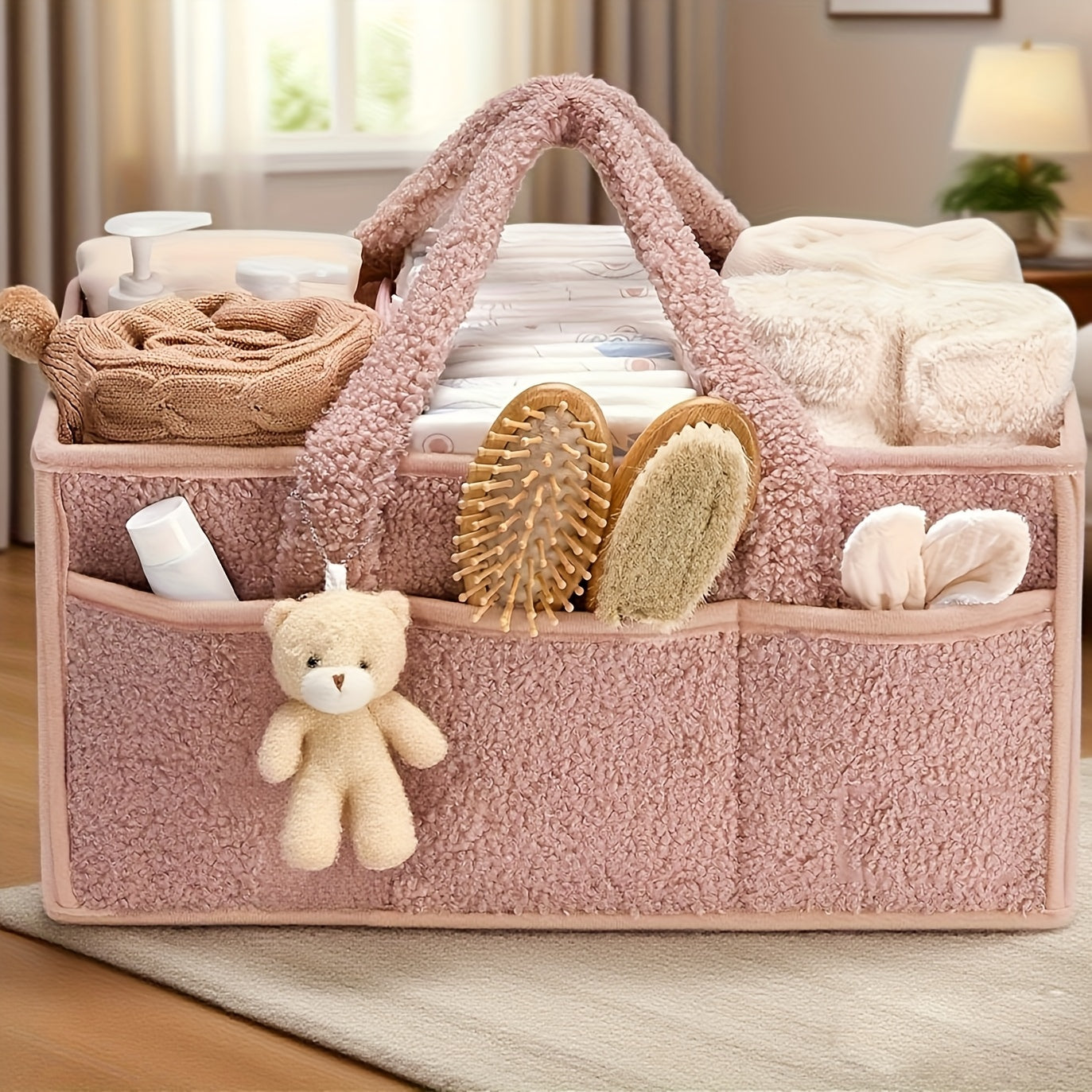 NappyNest | Luier Caddy Organizer - Draagbaar opbergmandje voor luiers, doekjes & babyspullen, luiertafel organizer