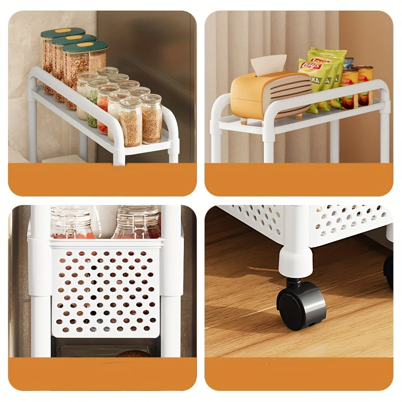SlimRack | 3-Laags Smal Opbergkastje op Wieltjes – Duurzame Plastic Organizer
