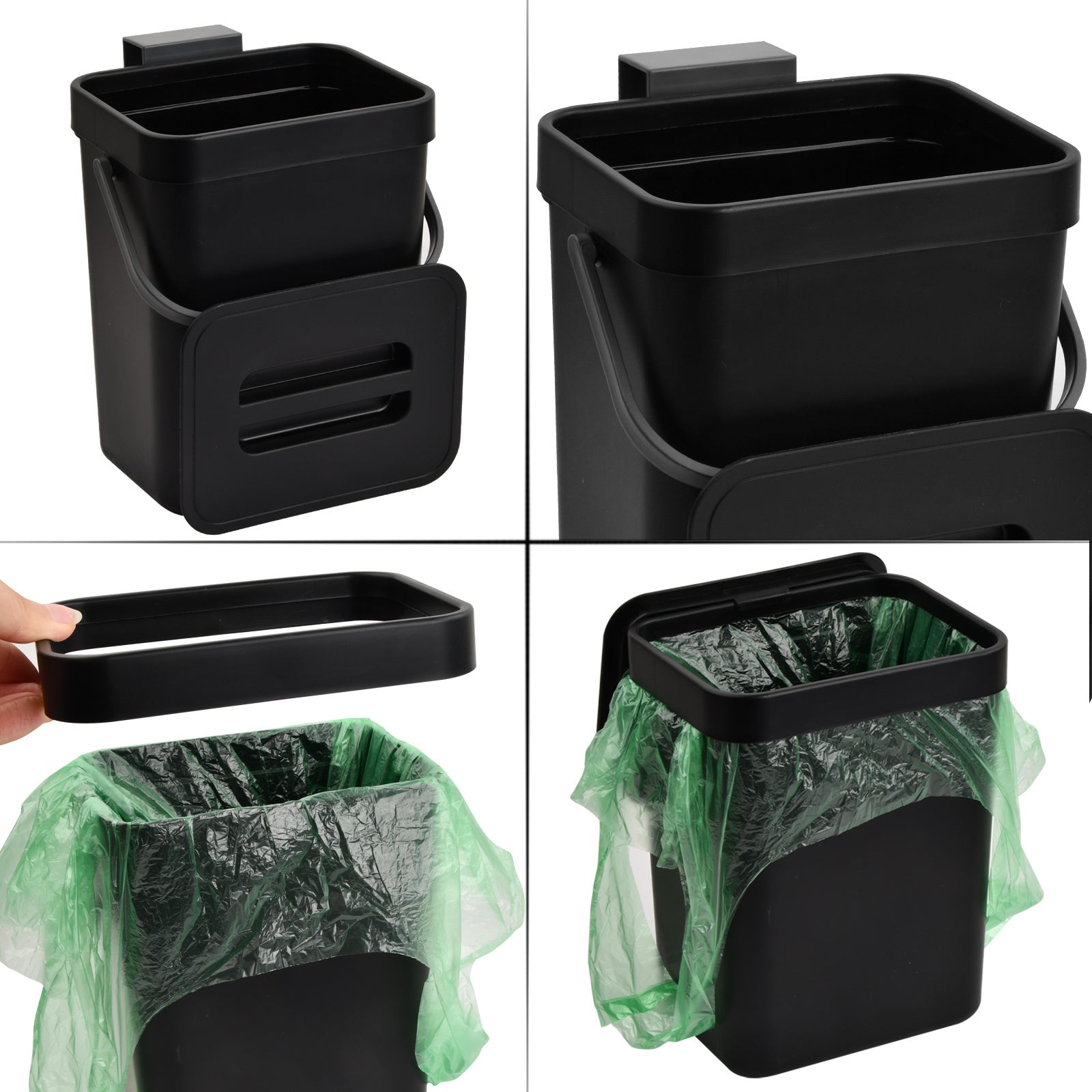 WasteWise | Compacte keukencompostbak – Afvalbak voor op het aanrecht en om op te hangen