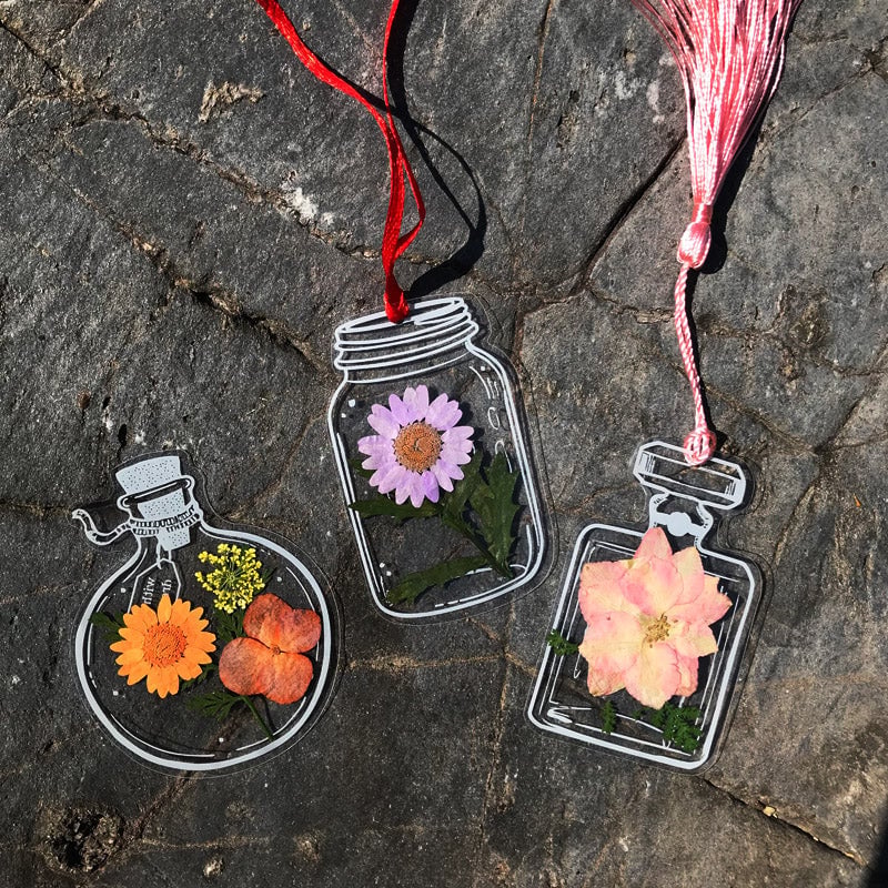 BloomMark | Set gedroogde bloemen bladwijzers – waterdichte botanische bladwijzers cadeauset