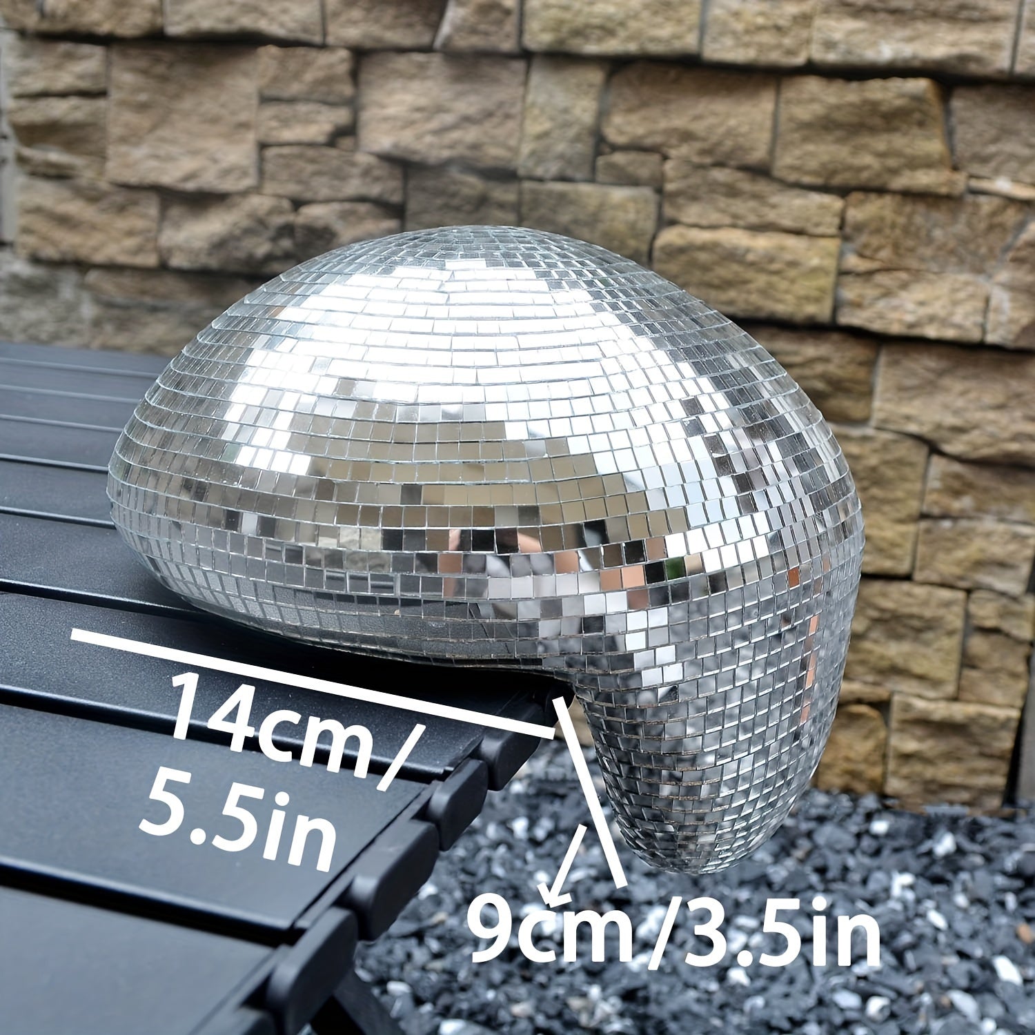 Meltique | Zilverkleurige gesmolten disco bal sculptuur - gespiegeld glas smelten bal, Decoratief Ornament voor in Huis
